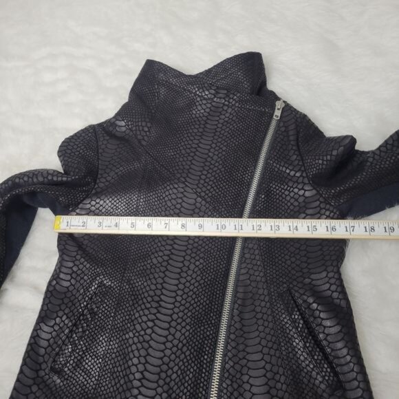 Generation Love Black Leather Reptile Textured Moto Jacket Small - Picture 6 of 11